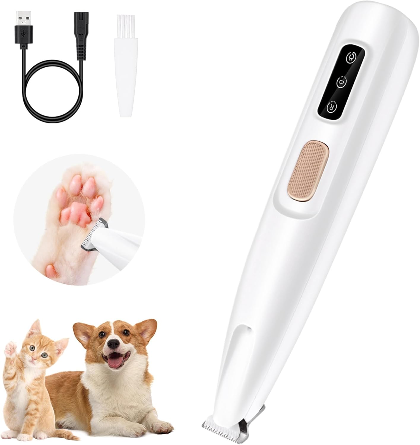 Mcbazel Pet Micro Precision Trimmer, Multifunctional Pet Hair Trimmer Waterproof Rechargeable Shaver with LED Light for Paws Eyes Ears Face Buttocks for Small Dogs and Cats，50dB Quiet Shave
