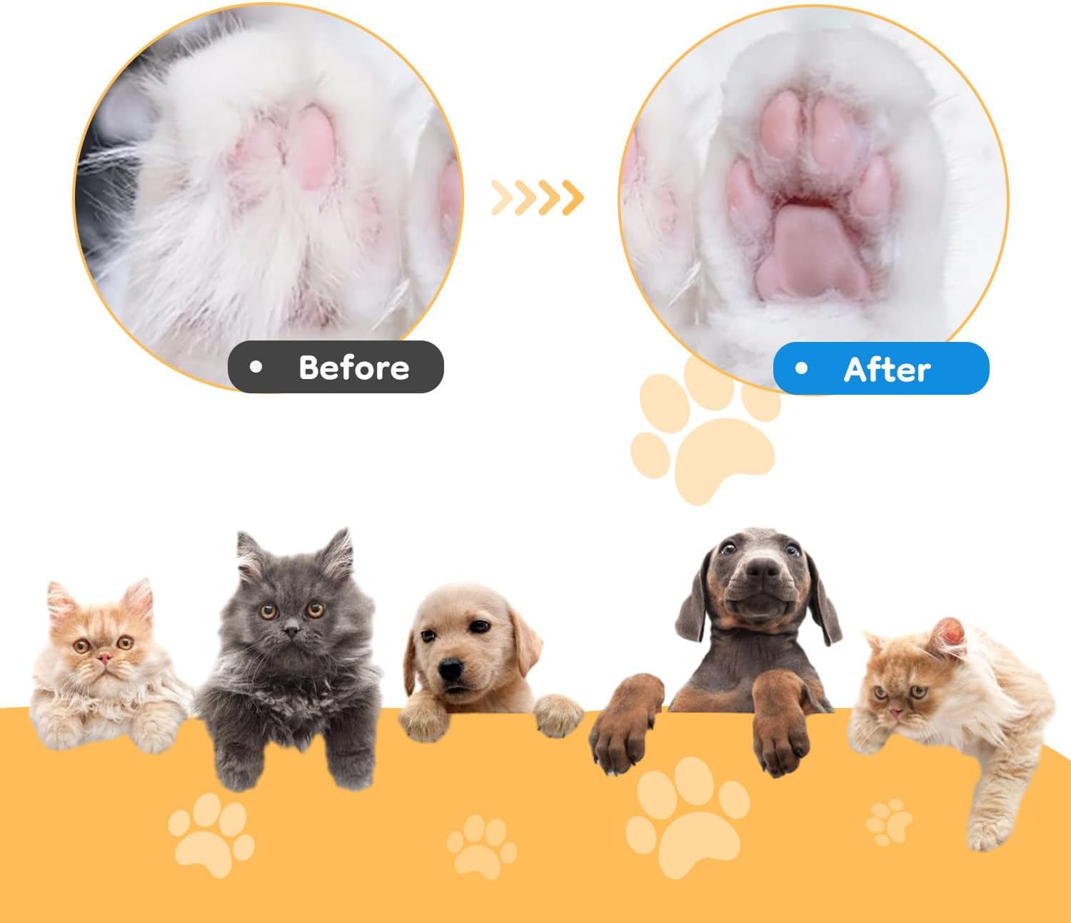 Mcbazel Pet Micro Precision Trimmer, Multifunctional Pet Hair Trimmer Waterproof Rechargeable Shaver with LED Light for Paws Eyes Ears Face Buttocks for Small Dogs and Cats，50dB Quiet Shave