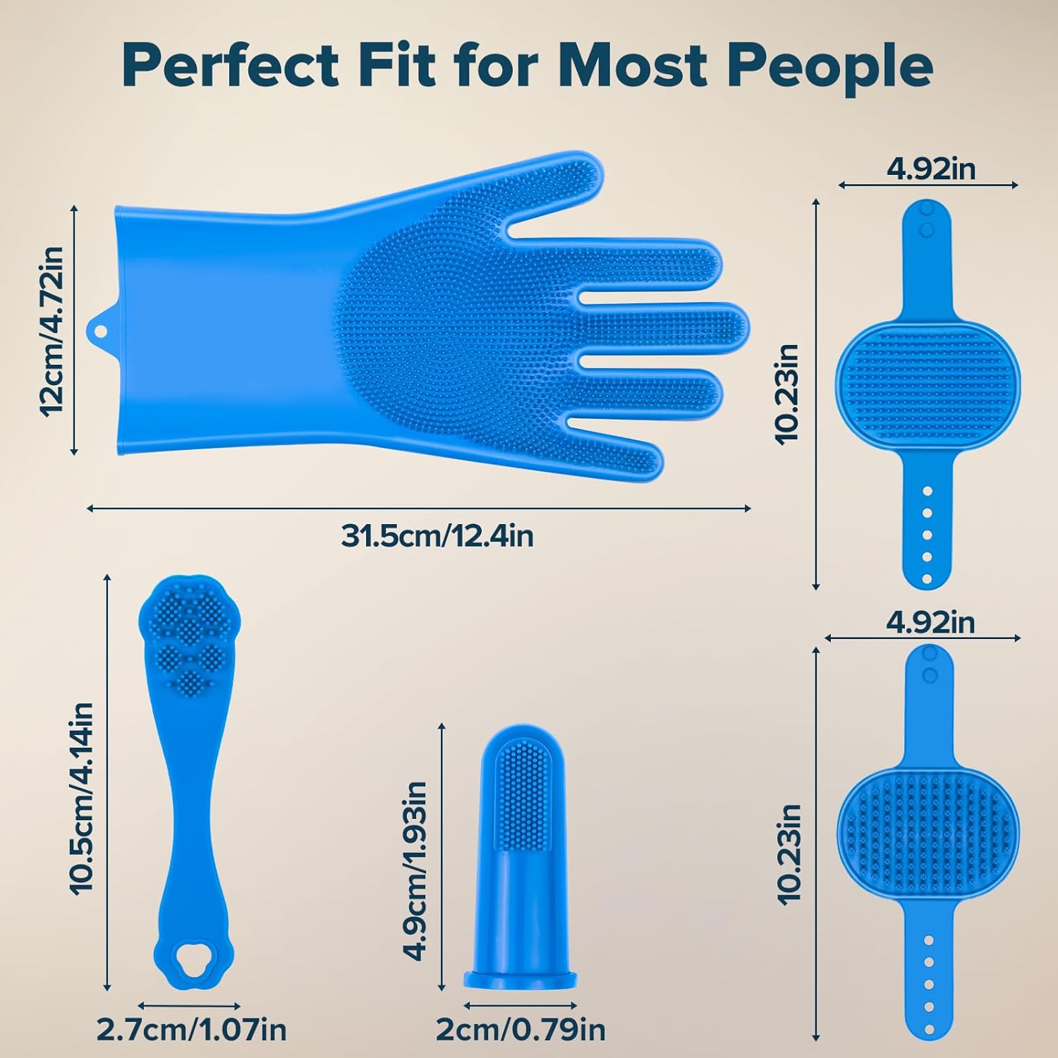Augwind 6PCS Pet Grooming Kit for Dogs, Cats and Horses | Dog Washing Gloves | Cleanroom Gloves | Dog Bath Brush | Dog Bath Gloves | Dog Shampoo Brush | Dog Bath Supplies (Navy Blue)