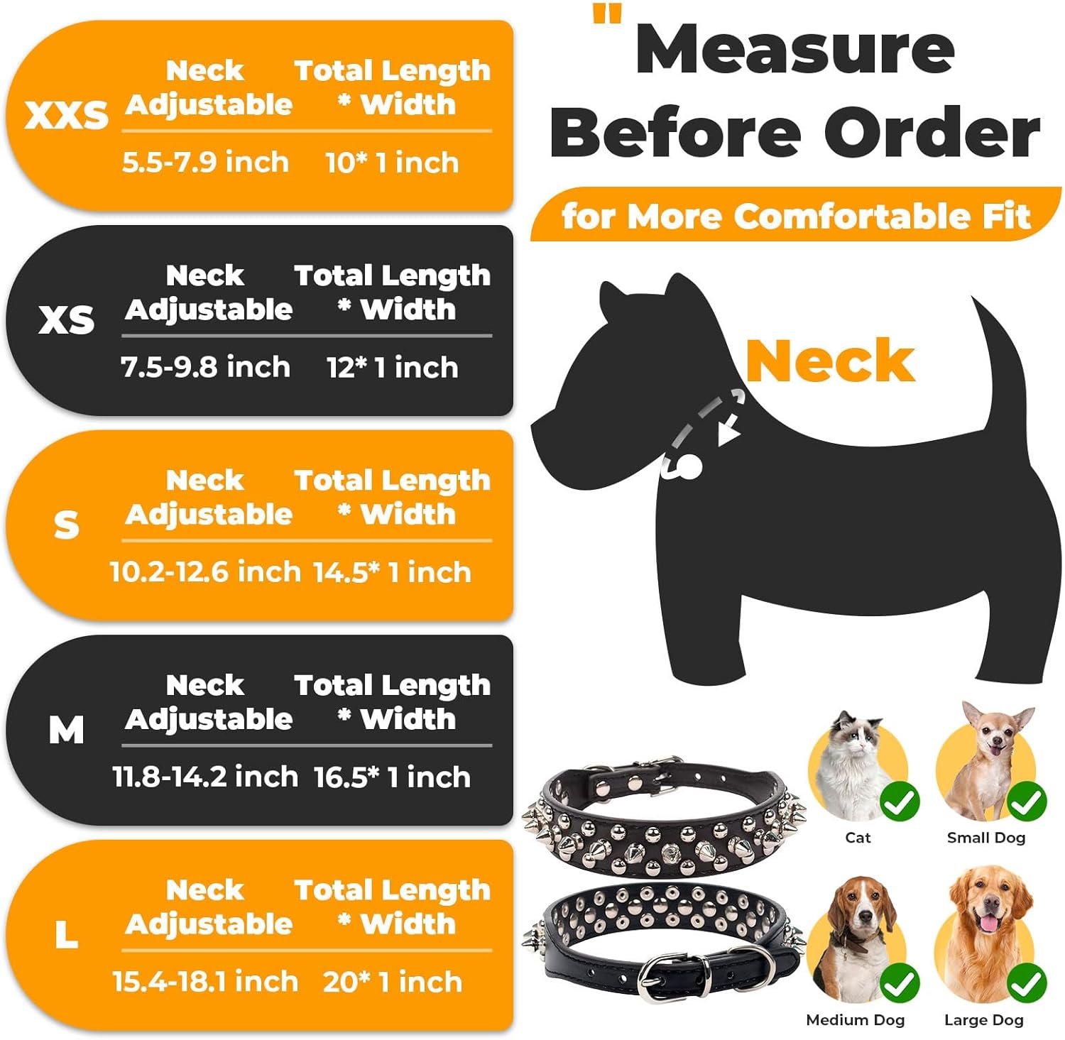 PETCARE Spiked Dog Collar Black Soft Pu Leather Funny Mushrooms Rivet Spike Studded Puppy Collar Adjustable Outdoor Pet Dog Collar for Small Medium Large Dogs Cats Chihuahua Pug Pit Bull Dog Collars