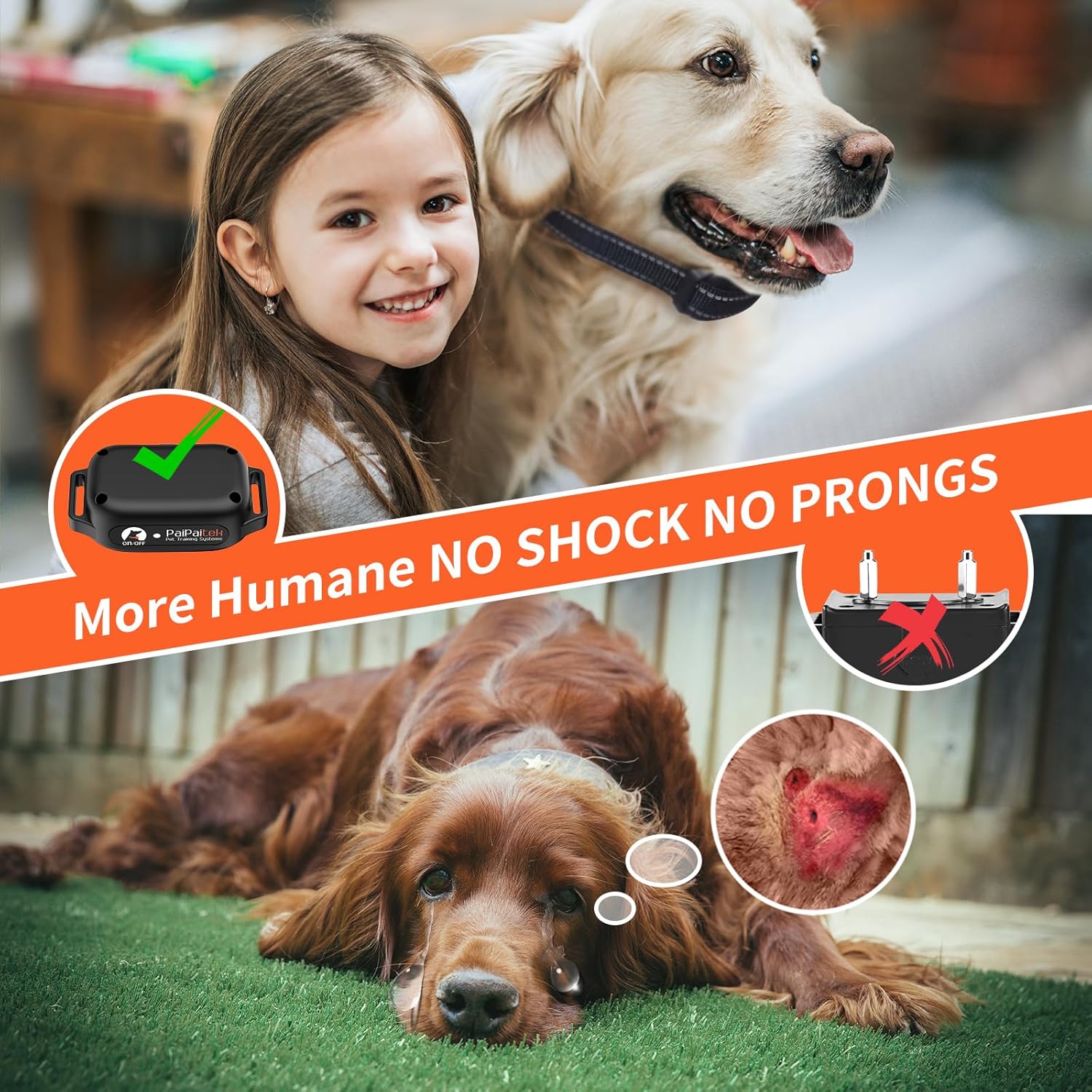 PaiPaitek No Shock Dog Training Collar with Remote 3300ft Range, Strong Vibrating Dog Collar Beep and Vibrate Only, Waterproof & Rechargeable Vibration Collar for Small Medium Large Dogs - No Prongs
