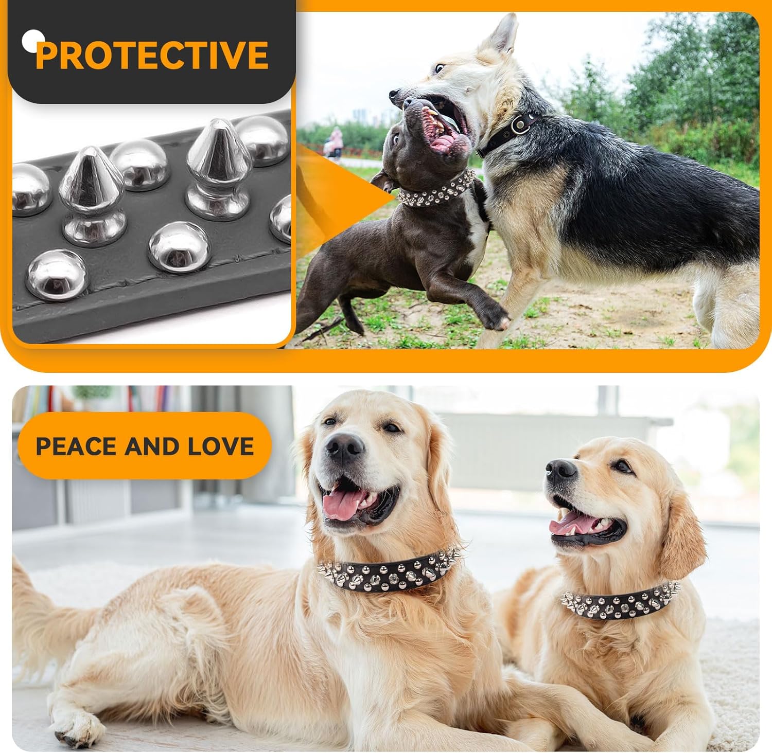PETCARE Spiked Dog Collar Black Soft Pu Leather Funny Mushrooms Rivet Spike Studded Puppy Collar Adjustable Outdoor Pet Dog Collar for Small Medium Large Dogs Cats Chihuahua Pug Pit Bull Dog Collars